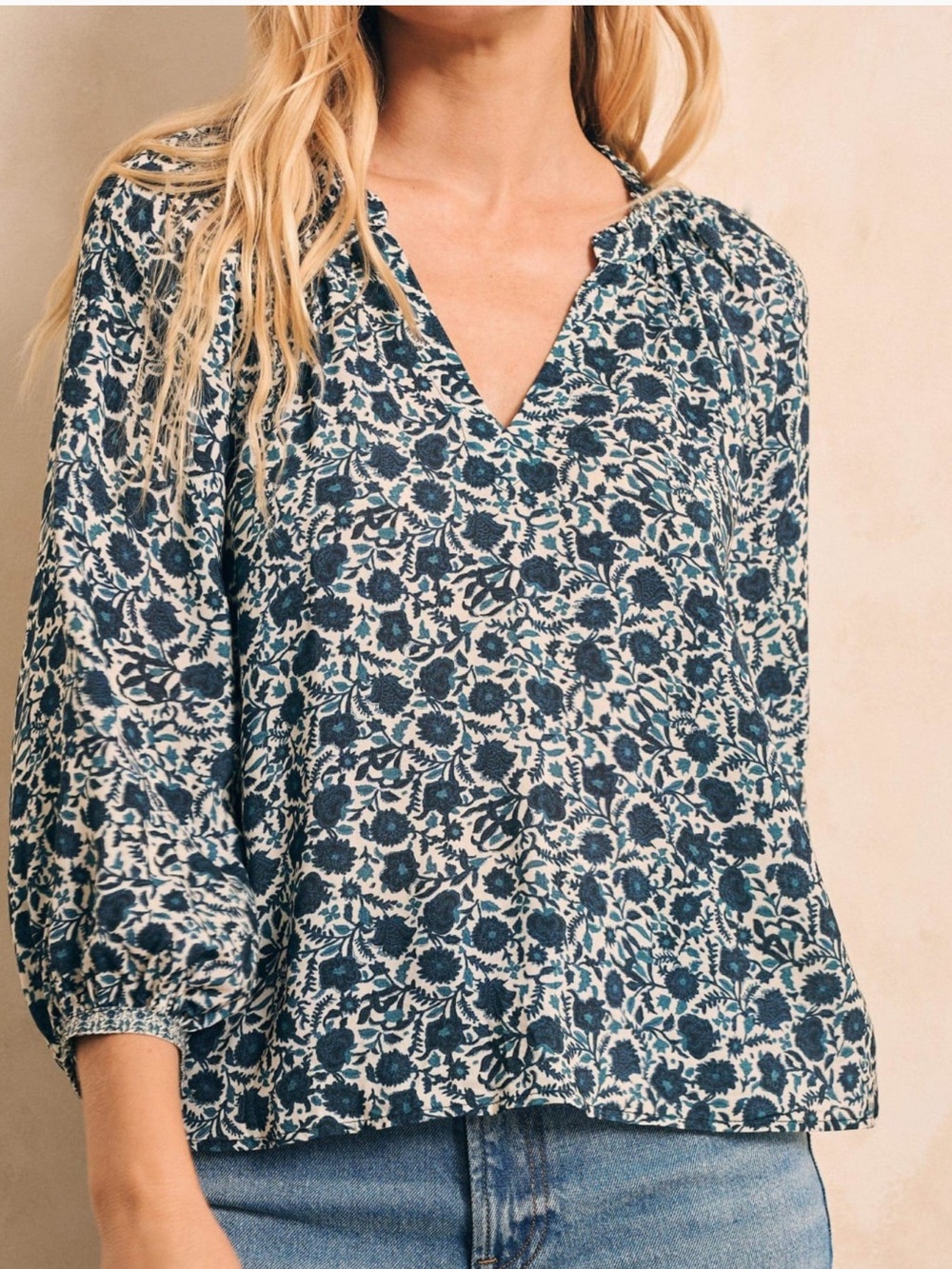 Faherty Portia Top Navy Floral XL